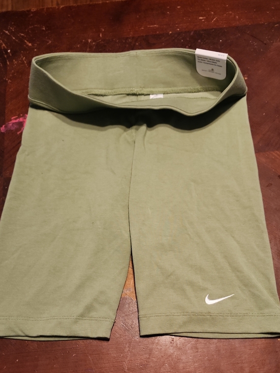 Nike Pants - Nike Olive Green Athletic Bike Shorts with White Swoosh